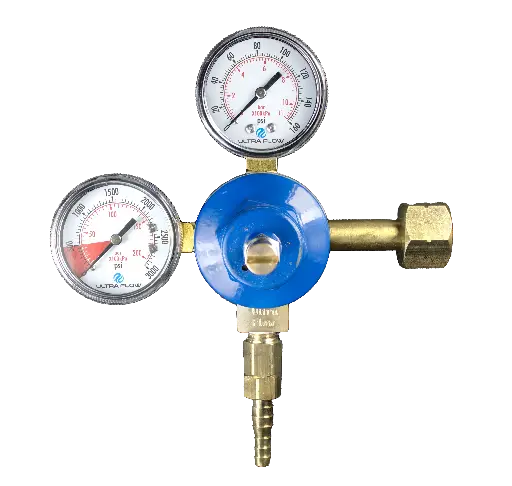 [R1311MB] Primary Soda CO2 Regulator | 1 Pressure 1 Product | Tank Mount | 1/4 to 3/8 Multi Barb Outlet with Check Ball | Blue