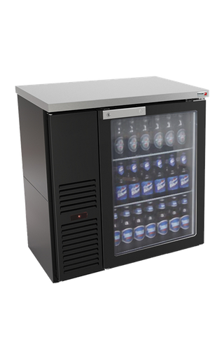 [UFBB-24G-N] Back Bar - 24" - Black/Glass Door
