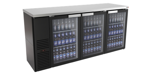 [UFBB-78G-N] Back Bar | 78" | Black / Glass Door