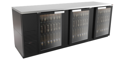[UFBB-95G-N] Back Bar&nbsp;  95"&nbsp; &nbsp; Black / Glass&nbsp;Door