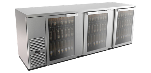 [UFBB-95GS-N] Back Bar 95" | Stainless | Glass Door