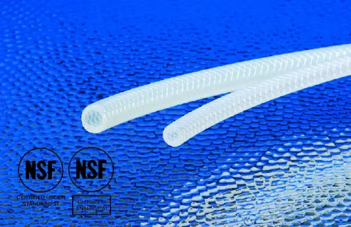[BBH-25-100] Bev-Flex Poly #172 | 0.250" ID x 0.457" OD (Clear with Blue Tracer) | 100' Coil