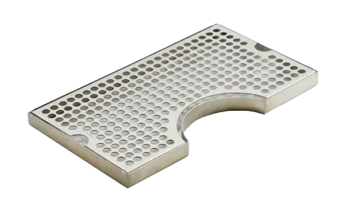 [DT-14x8SSCO] 14" x 8" Surface Mount Drip Tray | Brushed Stainless | No Drain | Center Cut Out