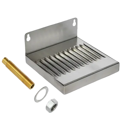 [DT-6x6SSDW] 6" x 6" Wall Mount Drip Tray | Brushed Stainless | With Drain