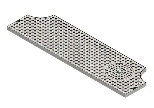 [DT-28x8SSRCO] 28" x 8" Surface Mount Drip Tray | Brushed Stainless | Dual Cutout | With Rinser