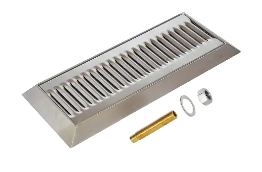 [DT-16x6SSBE] 16" x 6.5" Surface Mount Drip Tray | Bevel Edge | Brushed Stainless | With Drain