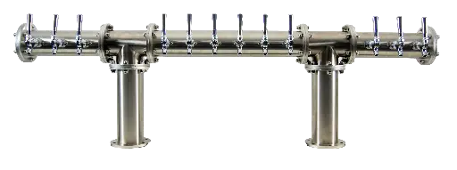 [IPH-12G] Industrial Pipe 'H' Tower | 12 Faucet | Brushed Stainless Steel | Glycol Cooled 