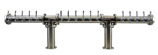 [IPH-16G] Industrial Pipe 'H' Tower | 16 Faucet | Brushed Stainless Steel | Glycol Cooled 