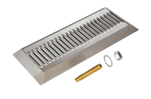 [DT-14x8SSBE] 14" x 8.5" Surface Mount Drip Tray | Bevel Edge | Brushed Stainless | With Drain