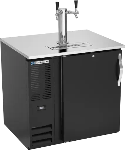 [UFDDB-36-N-2] Beverage Air Direct Draw | 36" | Black Finish | with 1x 2-Product Stainless Column Tower