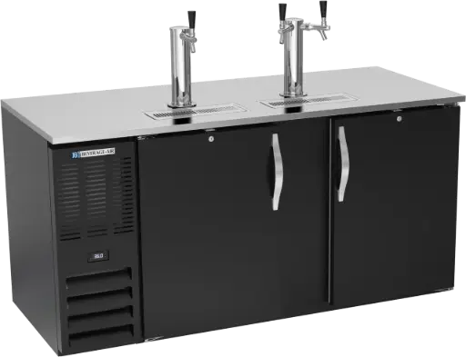 [UFDDB-68-N-3] Beverage Air Direct Draw | 68" | Black Finish | with 1x 2-Product & 1x 1-Product Stainless Column Tower