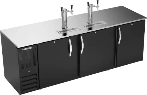 [UFDDB-94-N-4] Beverage Air Direct Draw | 94" | Black Finish | with 2x 2-Product Stainless Column Towers