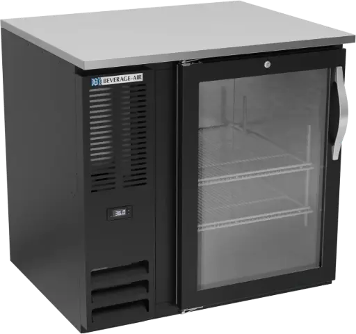 [UFBBB-36G-N] Beverage Air Back Bar Cooler | 36" Wide | Black Finish | Glass Doors