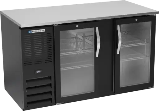 [UFBBB-58G-N] Beverage Air Back Bar Cooler | 58" Wide | Black Finish | Glass Doors