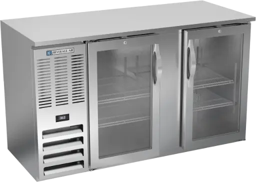 [UFBBB-58G-S] Beverage Air Back Bar Cooler | 58" Wide | Stainless Steel | Glass Doors