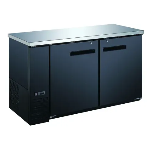 [UFBBF-69G-N] Falcon Back Bar Cooler | 69" Wide | Black Finish | Glass Doors